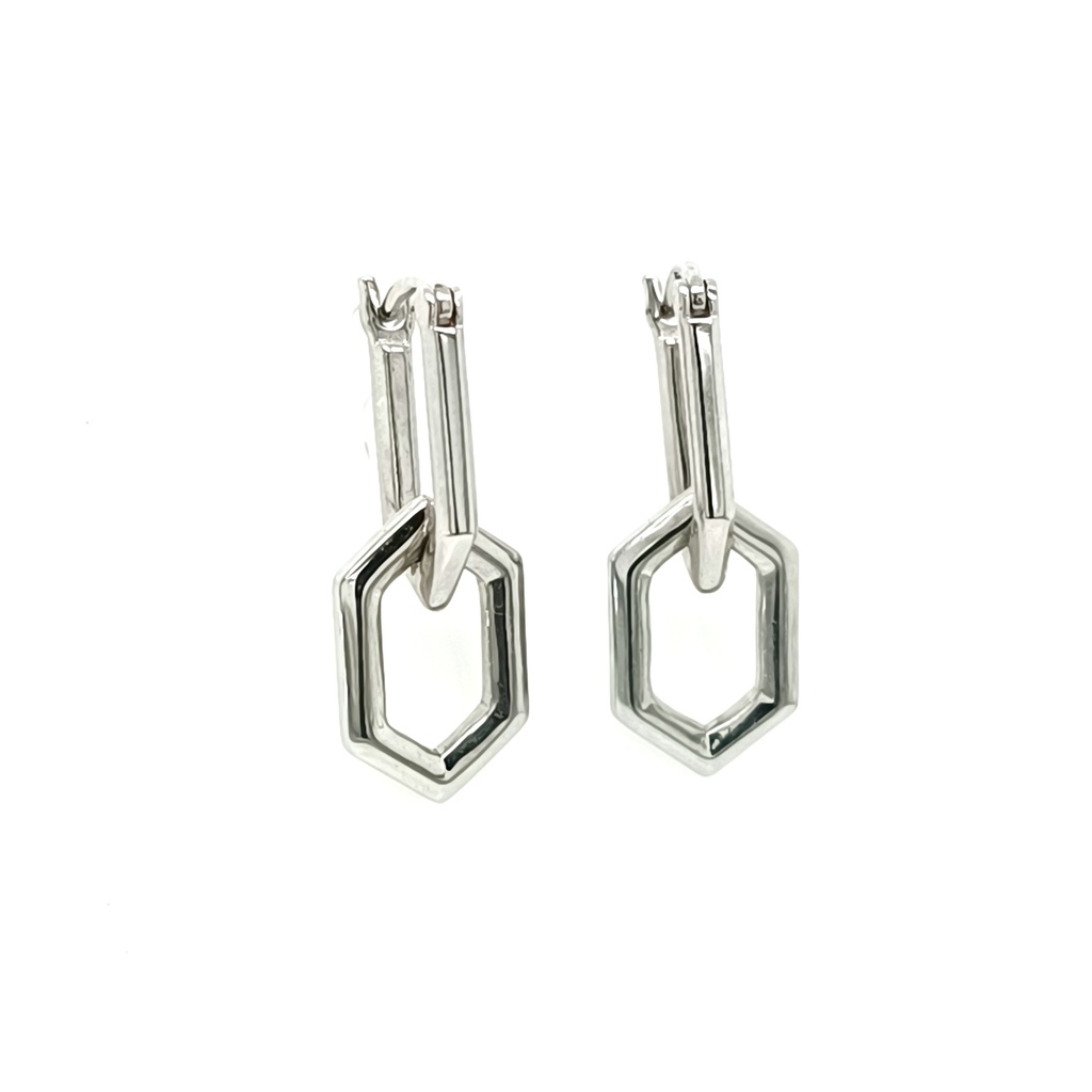26547XESWSH1 Aro Plata Argolla Hexágonos