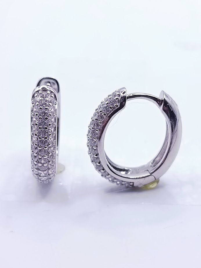 26548XESWSH1 Aro Plata Argolla Pave