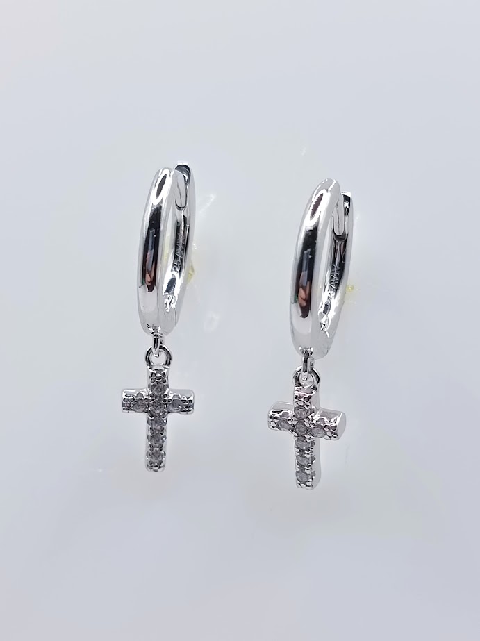 26622XESWSH1 Aro Plata Argolla Cruces
