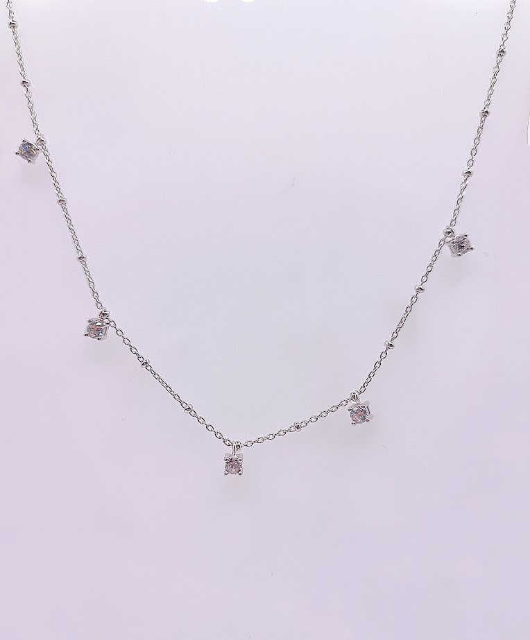  N1912 Collar Plata Rodio Punto de Luz  