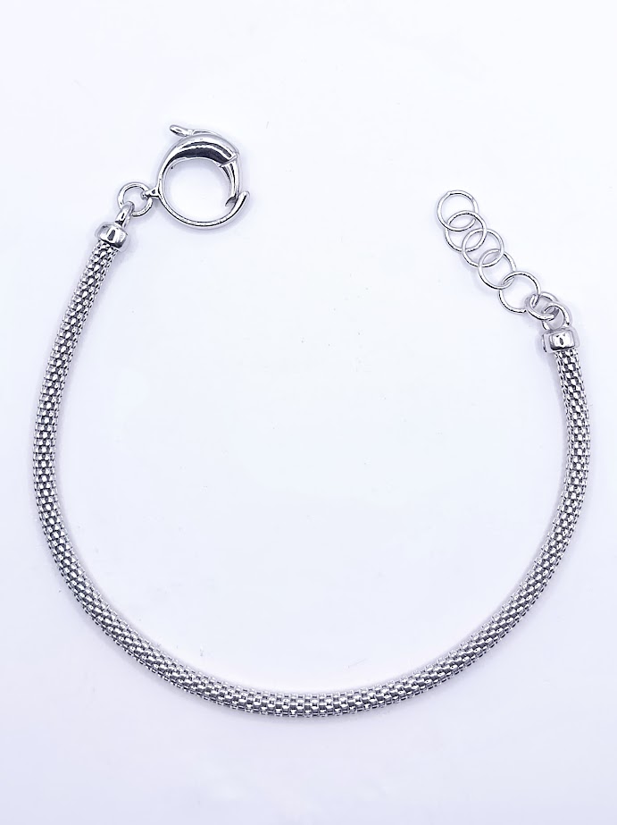 B047 Pulsera Plata Rodio Coreana Oval 