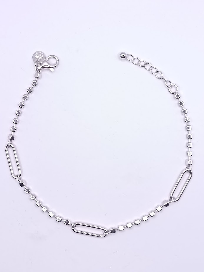 CUBE Pulsera Plata Rodio Cubos 17cm