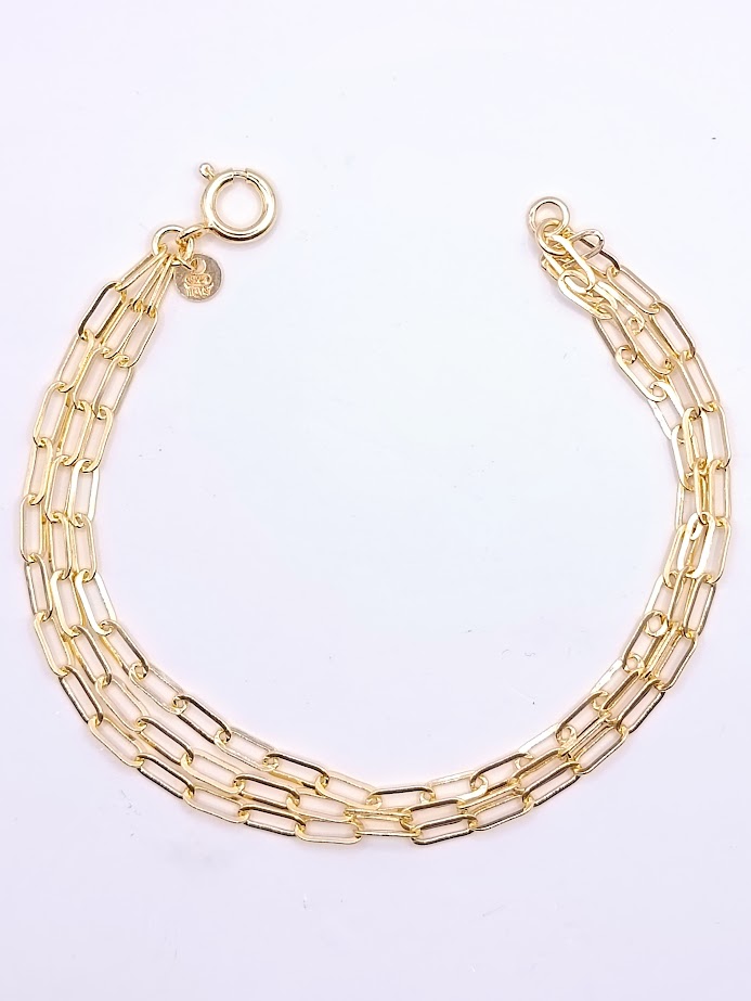 Pulsera Plata Enchapada Limada Fan Triple