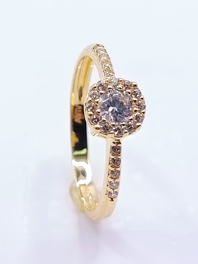 A 3306 Anillo Oro Amarillo Compromiso Circon