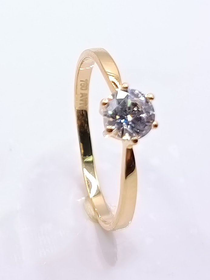 A 4054.5  Anillo Oro Amarillo Solitario Circon