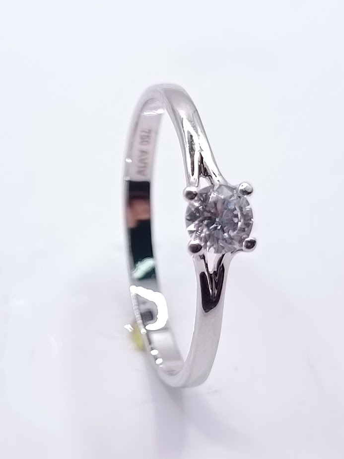 A 2896 W Anillo Oro Blanco Solitario Circon 