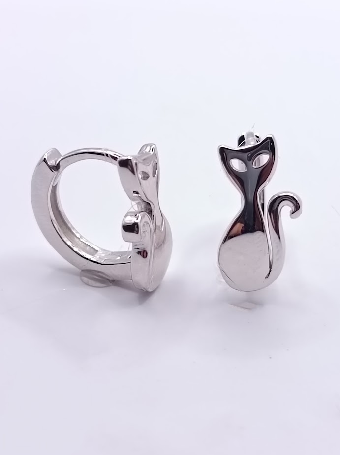 27866XESWSH1 Aro Plata Argolla Gato
