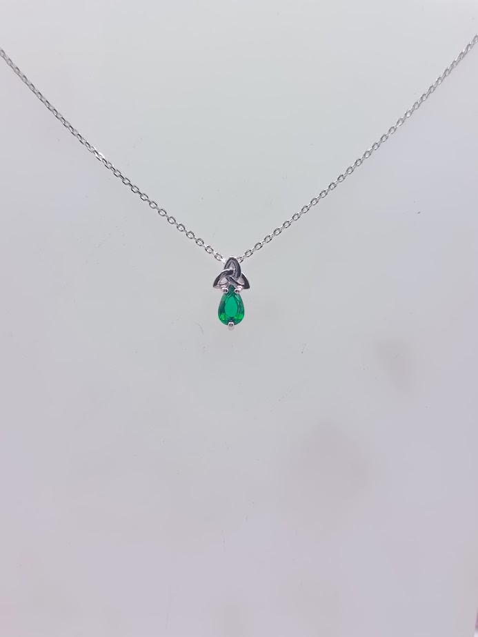 8928FNSWSH1 Collar Plata Esmeralda Celta