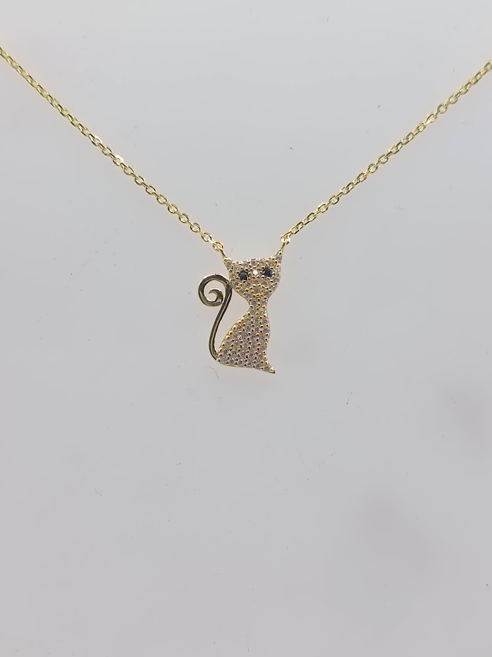 14617FNSYSH2 Collar de Plata Gato Enchapada