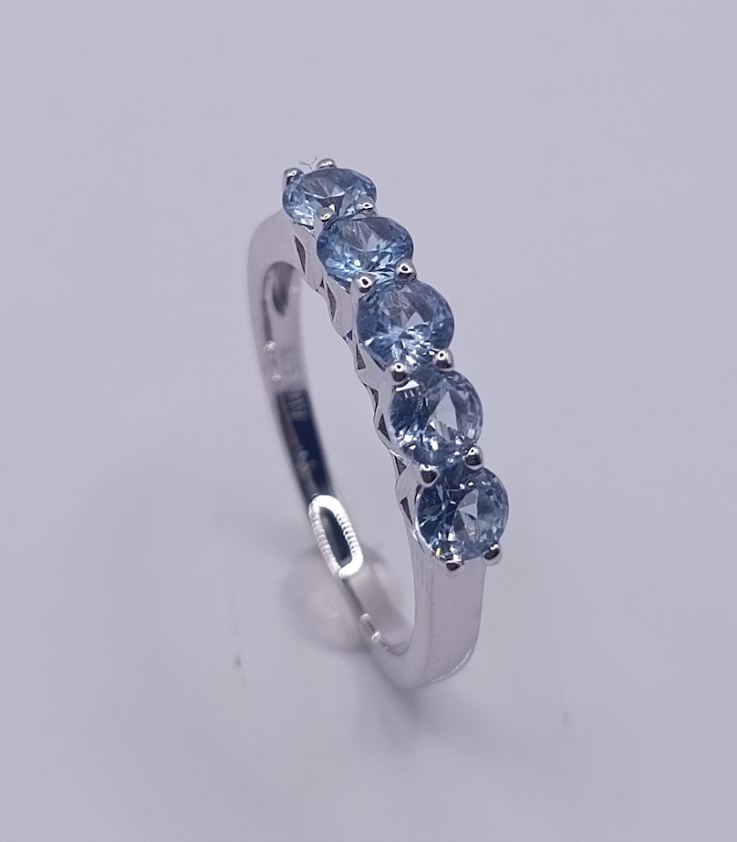 SL39184J1 Anillo Plata Cintillo Aguamarina