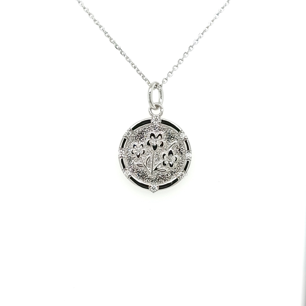 29069XNSWSH1 Collar Plata Medallon Flor