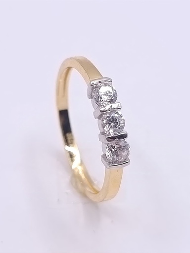 AZR0918 Anillo Oro Bicolor Tricillo Circon