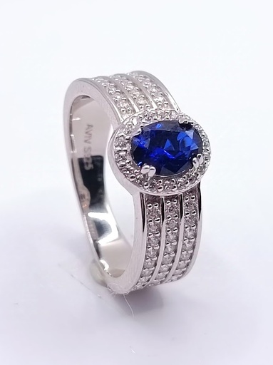 TR-711 Z Anillo de Plata Cintillo  Zafiro