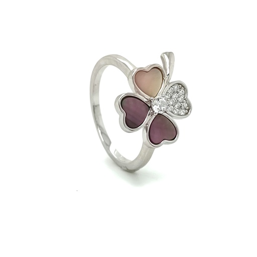 SL90504A1V1 Anillo Plata trebol nacar