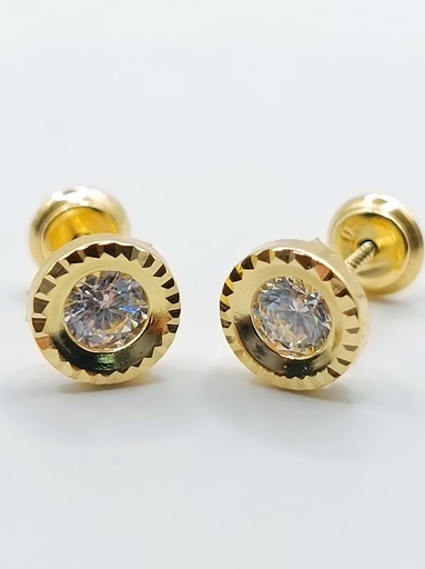 [1210212601] 1-452301PS4 Aro Oro Amarillo Zircon Bisel Circon 
