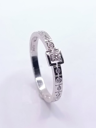 [3138136575] R10557 Anillo Oro Blanco Brillantes