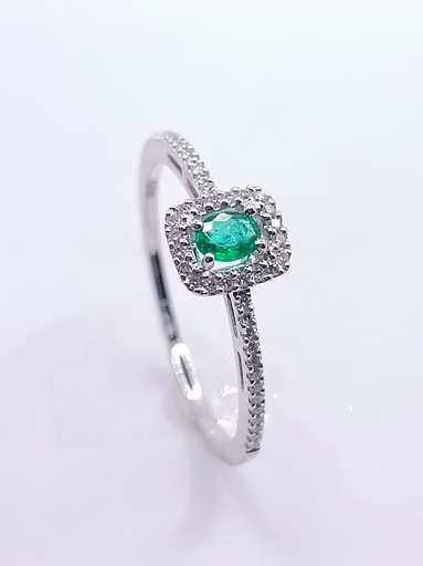[3139136675] R10566(E) Anillo Oro Blanco Brillantes Esmeralda