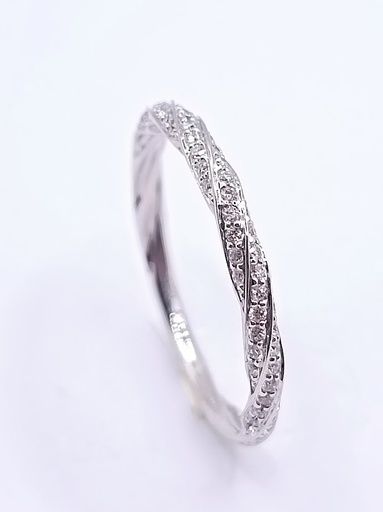 [3148137514] R10732B Anillo Oro Blanco 59 Brillantes Twisted