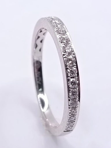 [3163139013] R9911 Anillo Oro Blanco 19 Brillantes Cintillo