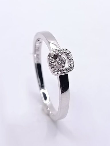 [3258138513] R11273 Anillo Oro Blanco 13 Brillantes