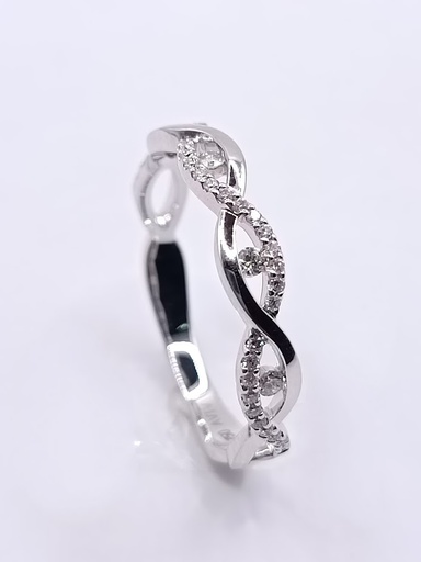 [3259138615] R11286 Anillo Oro Blanco 38 Brillantes