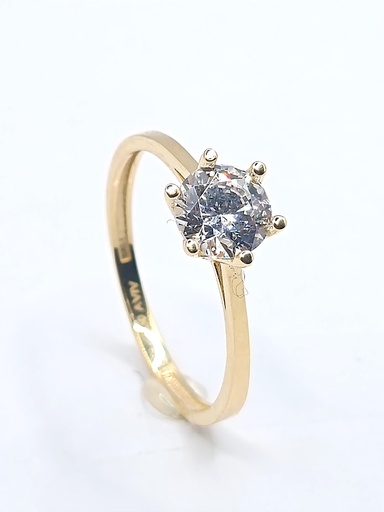[1115100215] MS0104 Anillo Oro Amarillo Solitario Circon