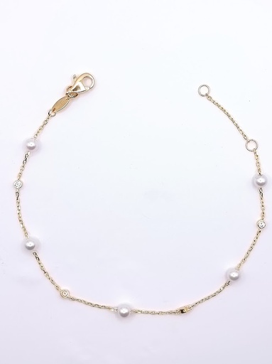 [1611106119] KR(13-7)FOR6B2225-IV-FCZ-PRL Pulsera Oro Amarillo Perla