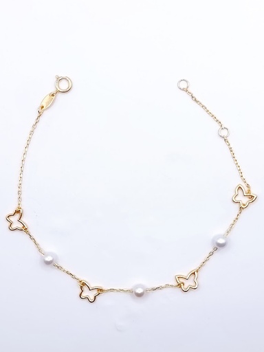 [1611106219] KR(7-2)FOR6B2067-III-PRL Pulsera Oro Amarillo Perla