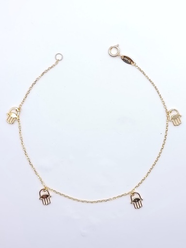 [1611107219] X5FOR6B12088-II Pulsera Oro Amarillo Hamsa Manos