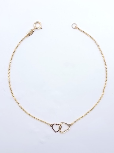 [1611107619] X4FOR12B0434-VI Pulsera Oro Amarillo Corazones
