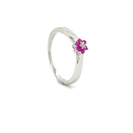 R-1302 RR Anillo Plata Roseta Rubi