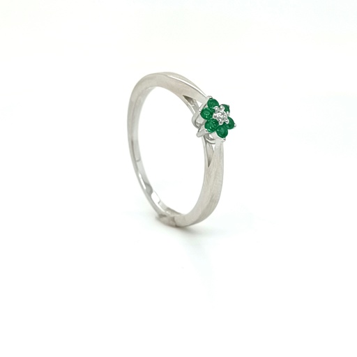 R-1302 EE Anillo Plata Esmeralda