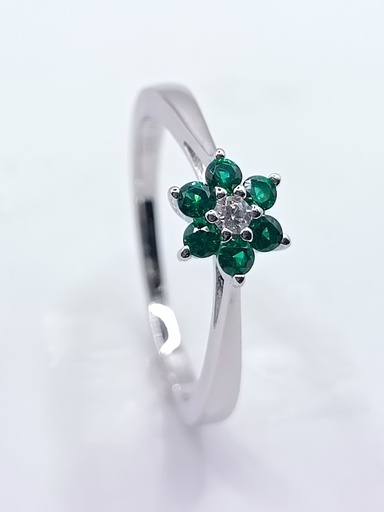 R-1302 EE Anillo Plata Esmeralda