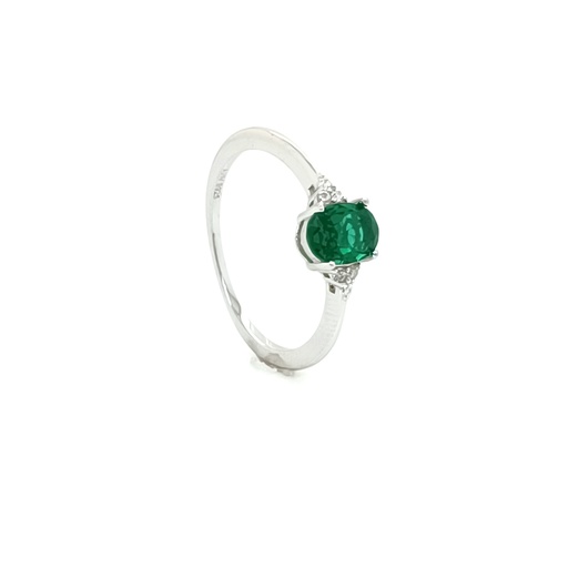 R-24699 E Anillo Plata Esmeralda