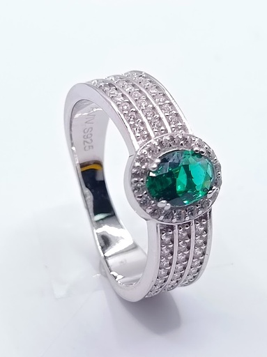 TR-711 E Anillo Plata Esmeralda