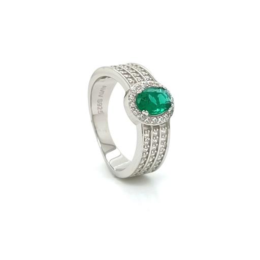 TR-711 E Anillo Plata Esmeralda