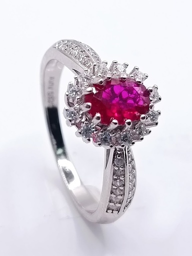 TR-928 R Anillo PLata Zircon Rubi