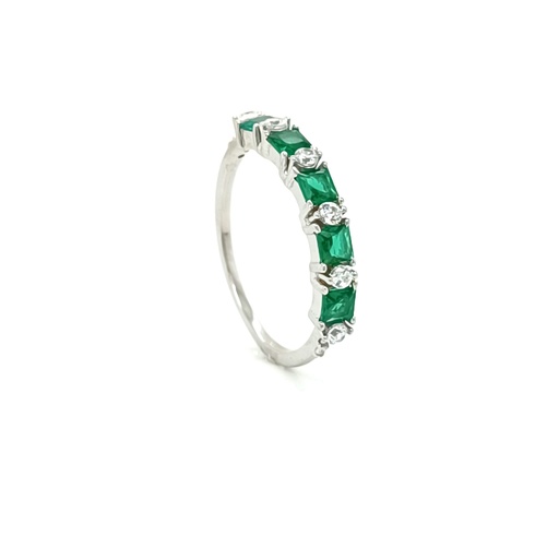 R-5894 E Anillo PLata Zircon Esmeralda