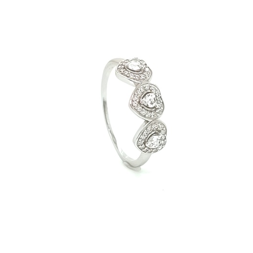 TR-672 Anillo Plata  3 Corazones 