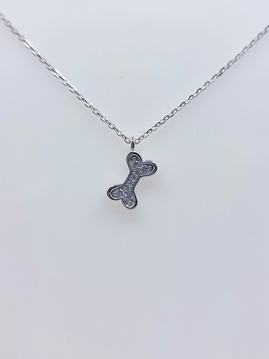 [2080523349457] 10291FNS3 Collar Plata  Hueso Blanco 