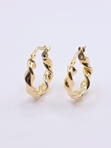 [2023100220008] AL2510 Aro Plata Argolla Entorchada Enchapada 18k