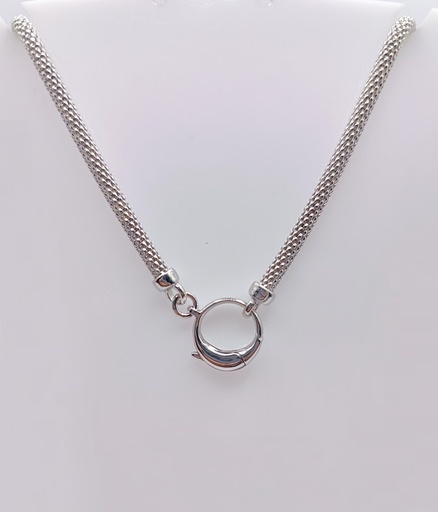  N047 Collar Plata Rodio Coreana Oval