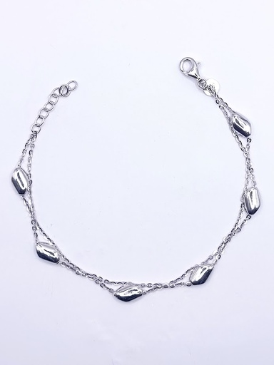 [2050317631174] XC58 Pulsera Plata Rodio Chips oval