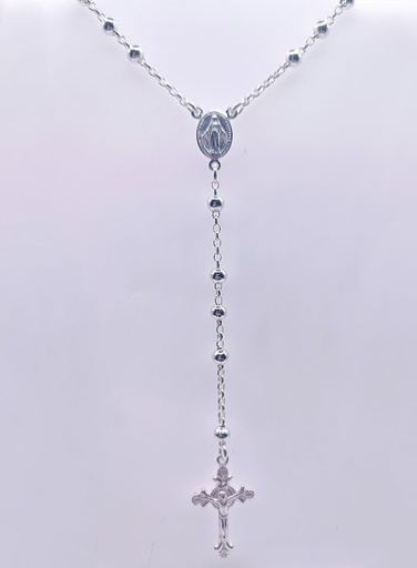 GIA14968 Rosario Plata Bolitas lisas de 4mm Varón