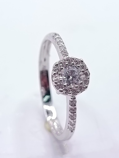 A 3306 W Anillo Oro Blanco Compromiso Circon