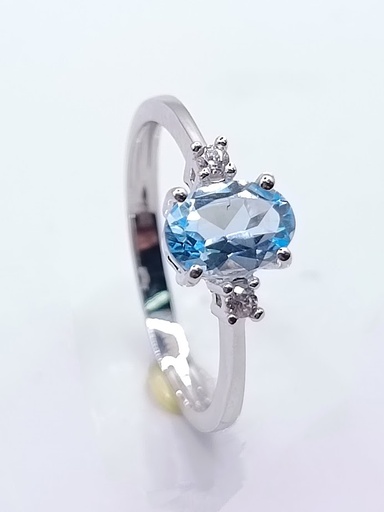 A 4035 Q W Anillo Oro Blanco Aguamarina Natural