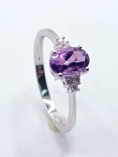 A 4036 Q W Anillo Oro Blanco Amatista Natural