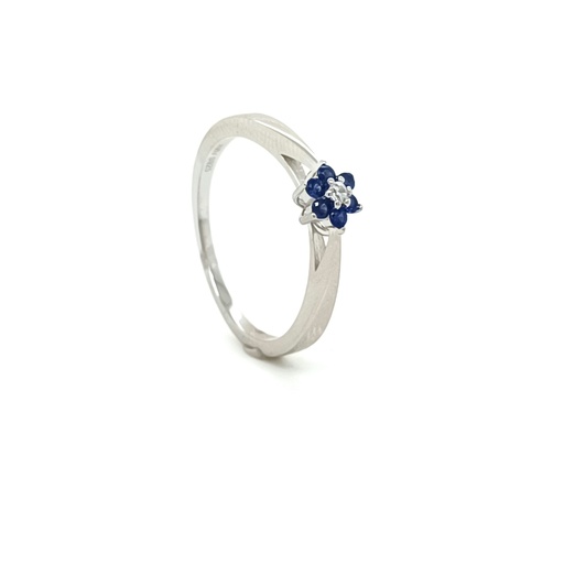 R-1302 ZZ Anillo Plata Roseta Zafiro