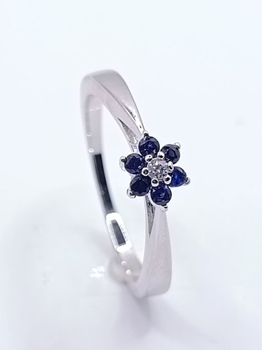 R-1302 ZZ Anillo Plata Zafiro Roseta