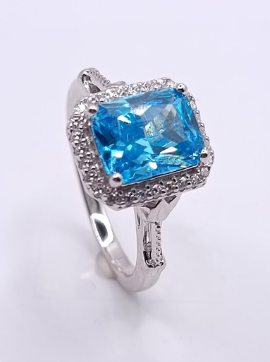 SL90764C1 Anillo Plata Aguamarina